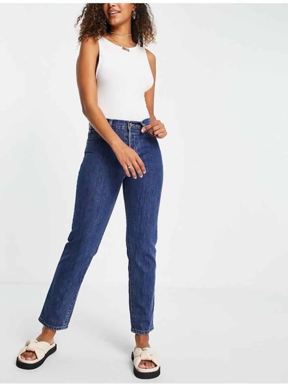 Mango Straight-Leg Jeans in Dark Blue